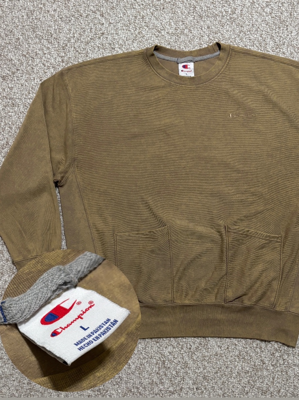 Champion Premium Oversized Vintage Wash Crewneck Sweatshirt Brown Men’s L